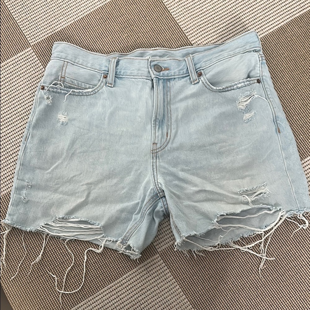 Light Blue Distressed Women's Denim Shorts